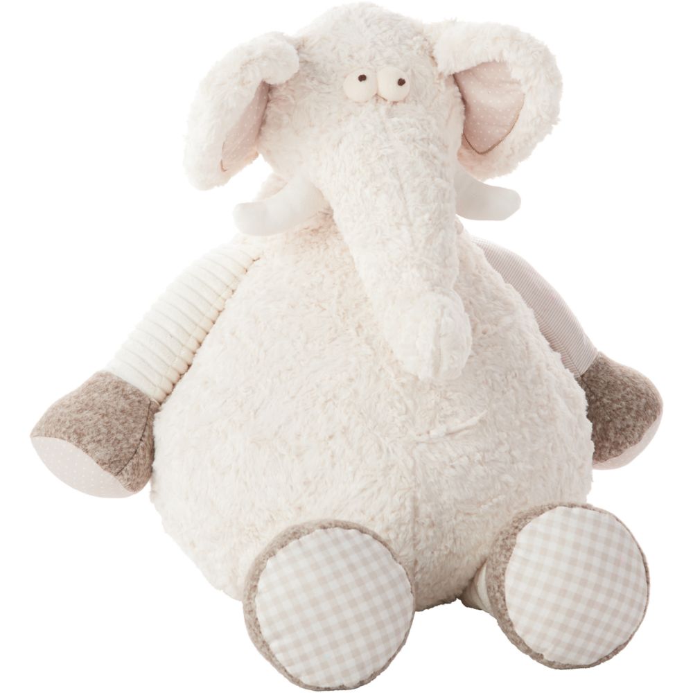 Nourison N1463 Mina Victory Plushlines Ivory Elephant Plush Animal Pillow Toy in IVORY
