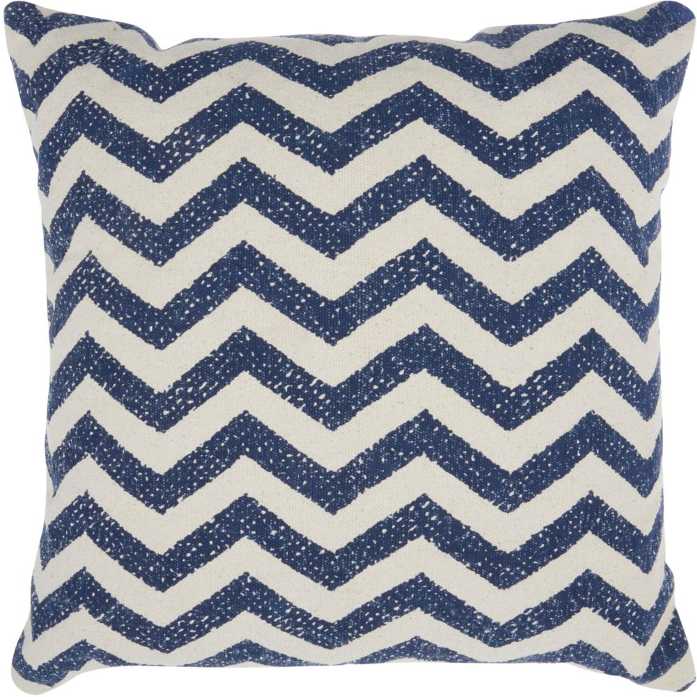 Nourison DL501 Life Styles Printed Chevron Navy Throw Pillow in Navy