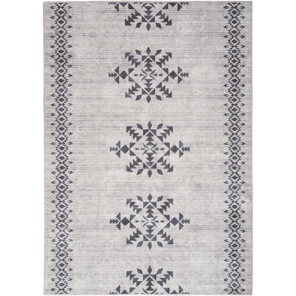 Nourison 099446163332 Nicole Curtis Machine Washable Series 1 Area Rug in Ivory/Charcoal, 5