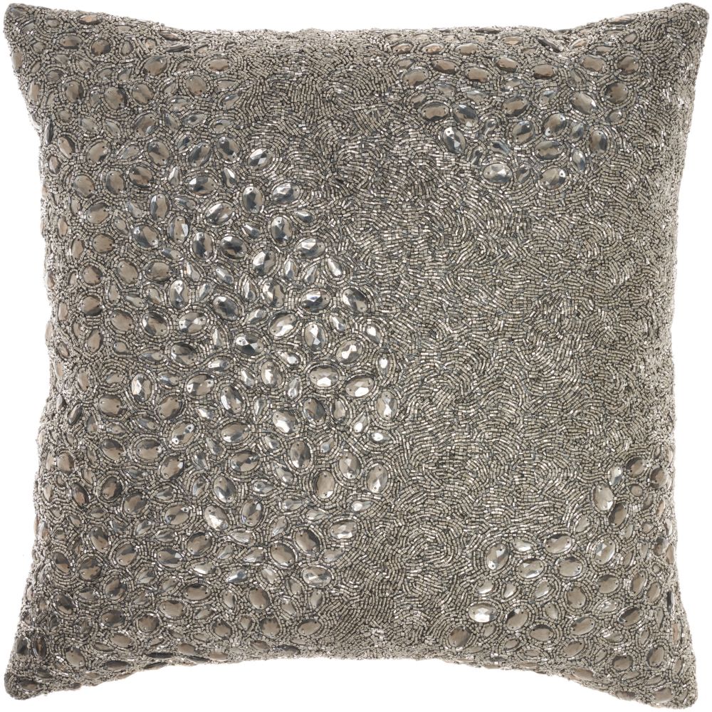 Nourison Z5000 Mina Victory Luminescence Fully Beaded Pewter Throw Pillows
