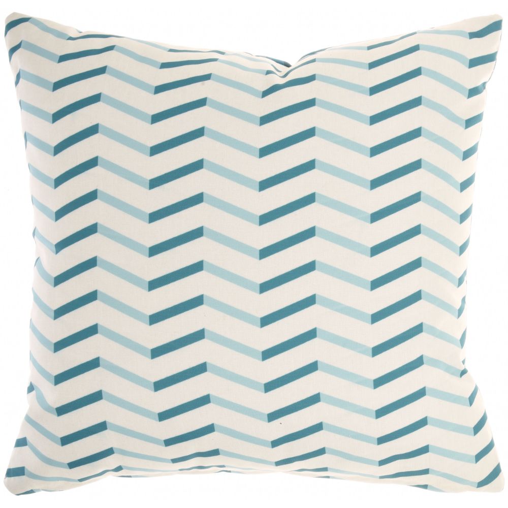 Nourison GT124 Mina Victory Reversible Indoor/Outdoor Chevron/Banana Leaf Turquoise Throw Pillow in Turquoise