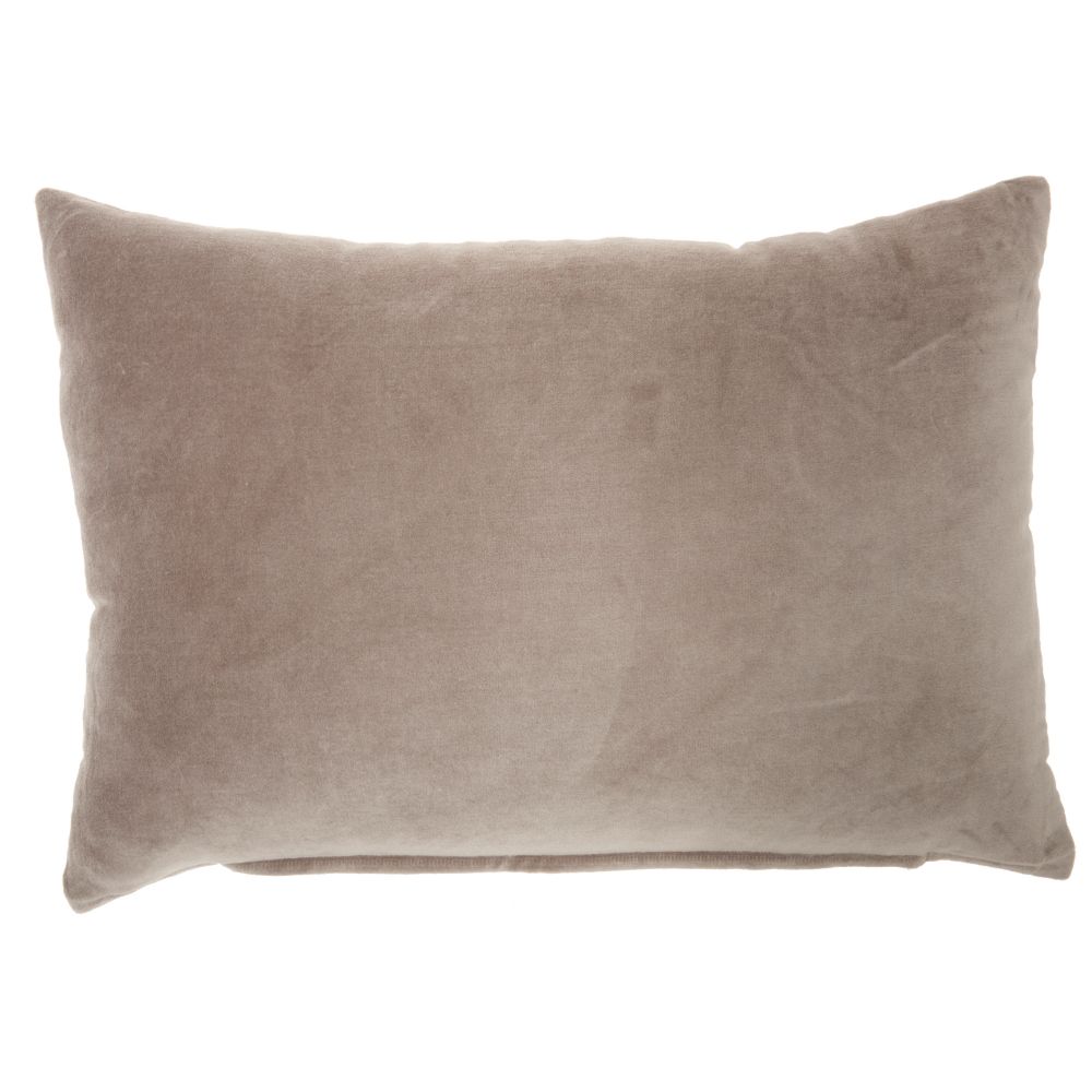 Nourison SS900 Mina Victory Life Styles Solid Velvet Taupe Throw Pillow in Taupe