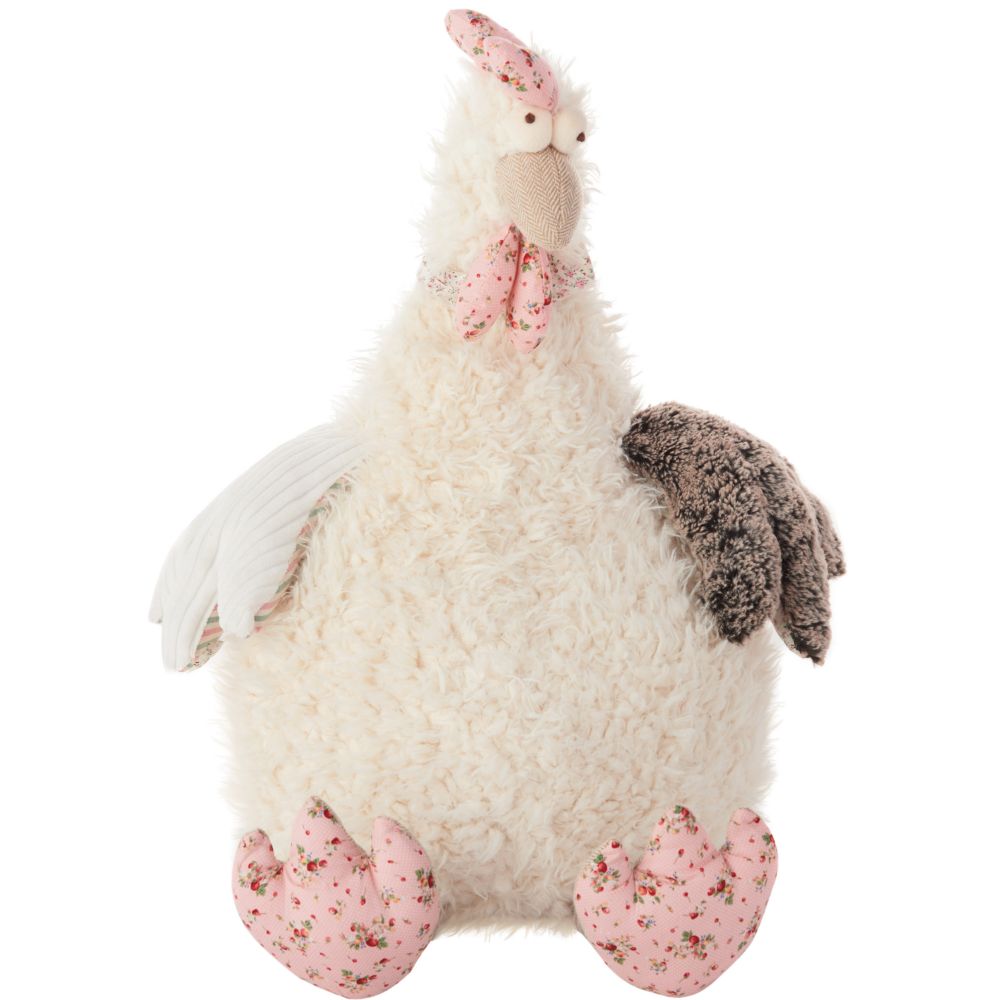 Nourison N0579 Mina Victory Plushlines Ivory Rooster Plush Animal Pillow Toy in IVORY