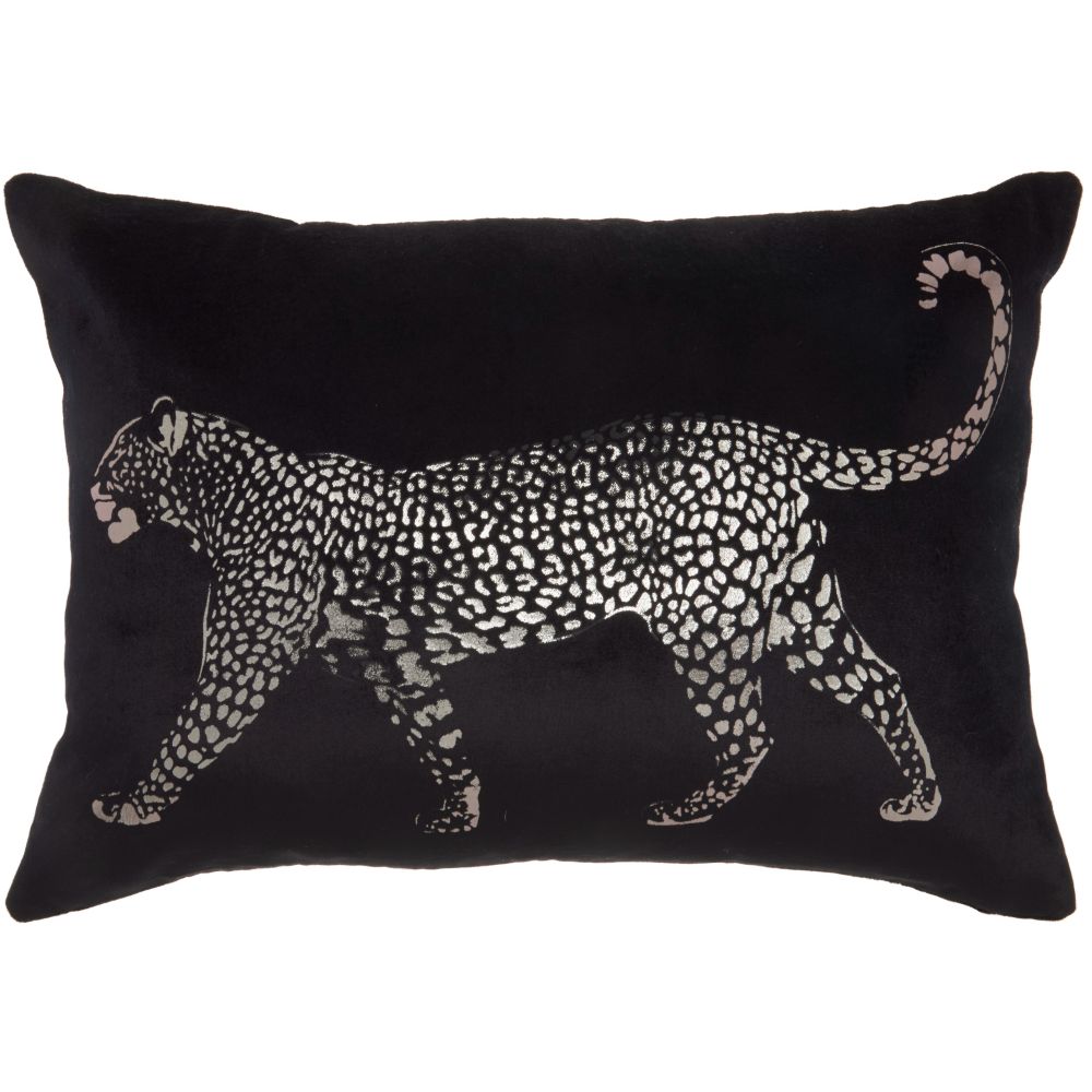 Nourison AC203 Mina Victory Luminecence Metallic Leopard BlackThrow Pillow in Black
