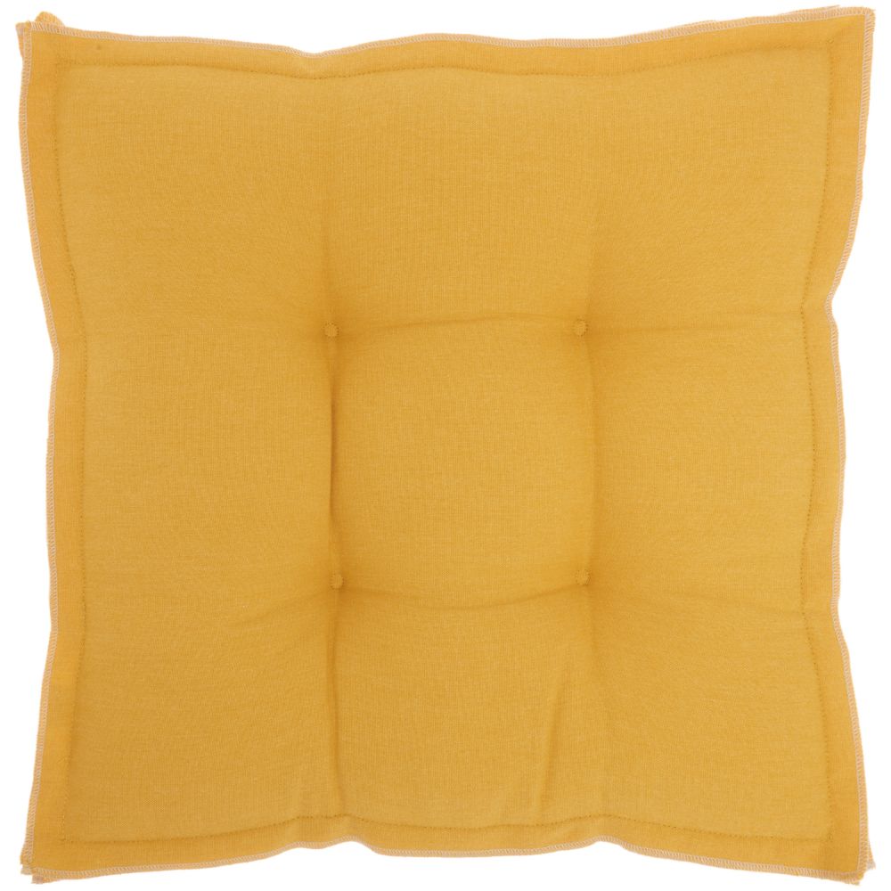 Nourison QY029 Mina Victory Yellow Outdoor Flange Seat Cushion in Yellow