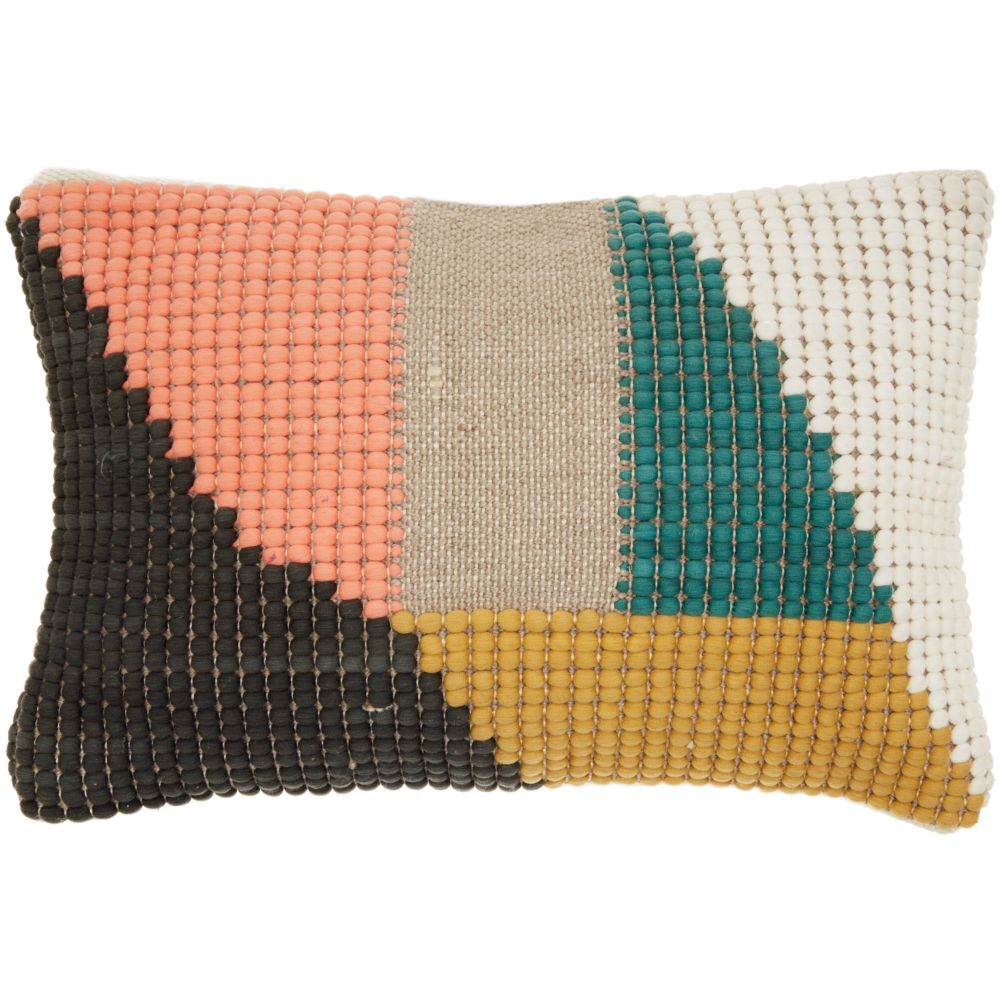 Nourison RN027 Mina Victory Life Styles Woven Geometric Multicolor Throw Pillow in Multicolor