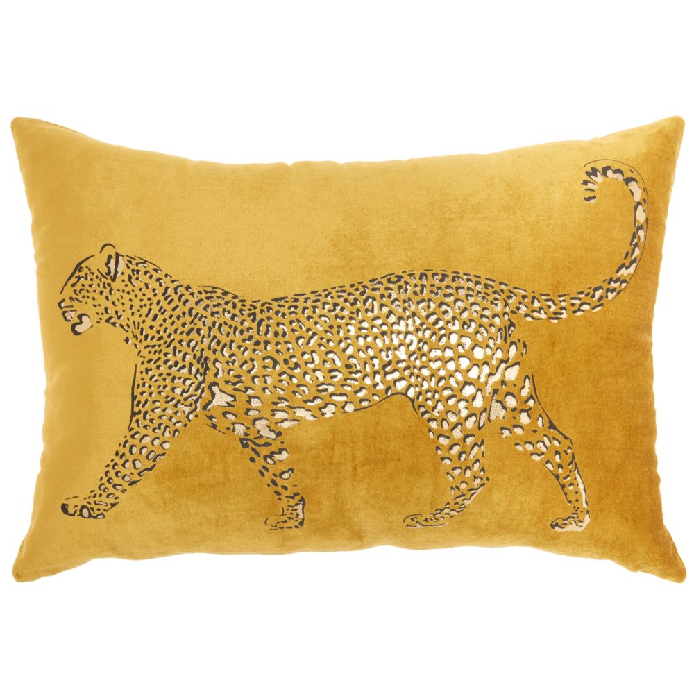 Nourison AC203 Mina Victory Luminecence Metallic Leopard Gold Pillow in Gold