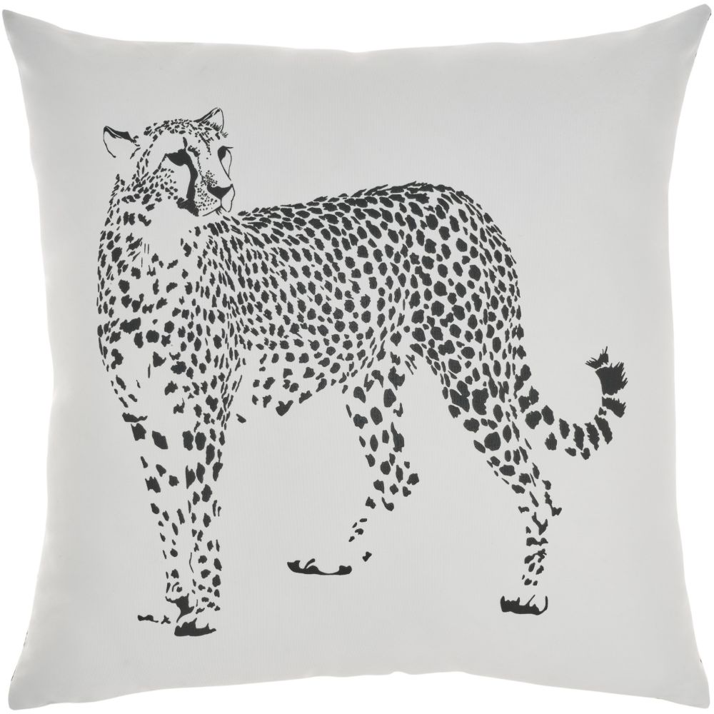 Nourison L3393 Mina Victory Outdoor Pillows Raised Print Leopard Black Throw Pillows