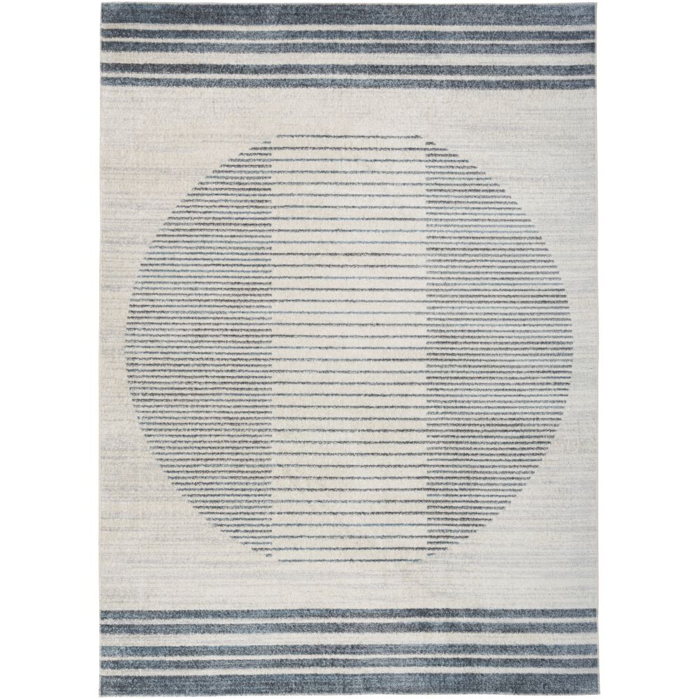 Nourison 099446119599 Astra Machine Washable Area Rug in Ivory Blue, 6
