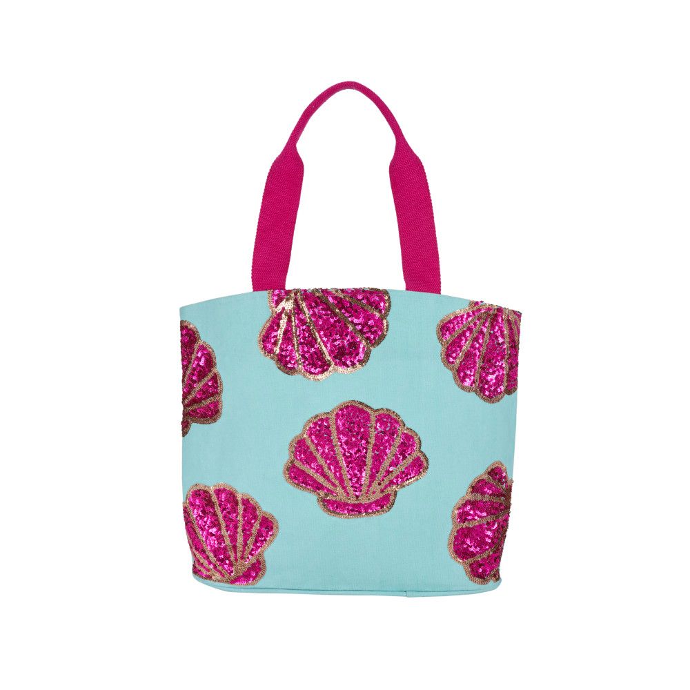 Nourison KV037 Mina Victory Handbags & Crossbody Sequin Shells Bags in Turquoise