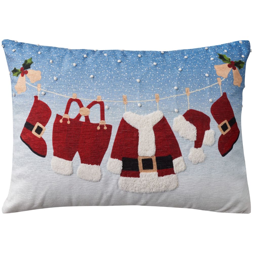 Nourison EE414 Mina Victory Holiday Pillows Santa Clothes On Lin Multicolor Throw Pillows