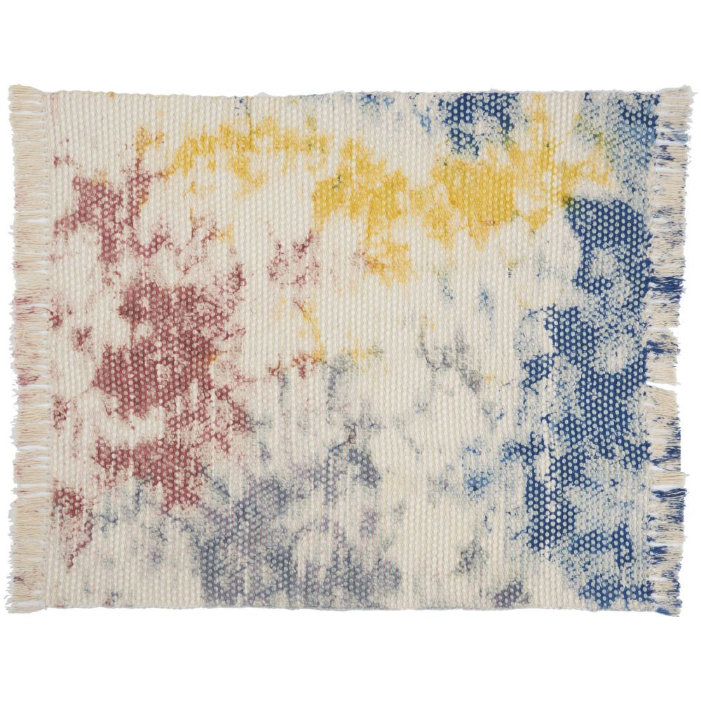 Nourison AQ407 Mina Victory Life Styles Hand Stitched Tiedye Multicolor Throw Blanket in Multicolor