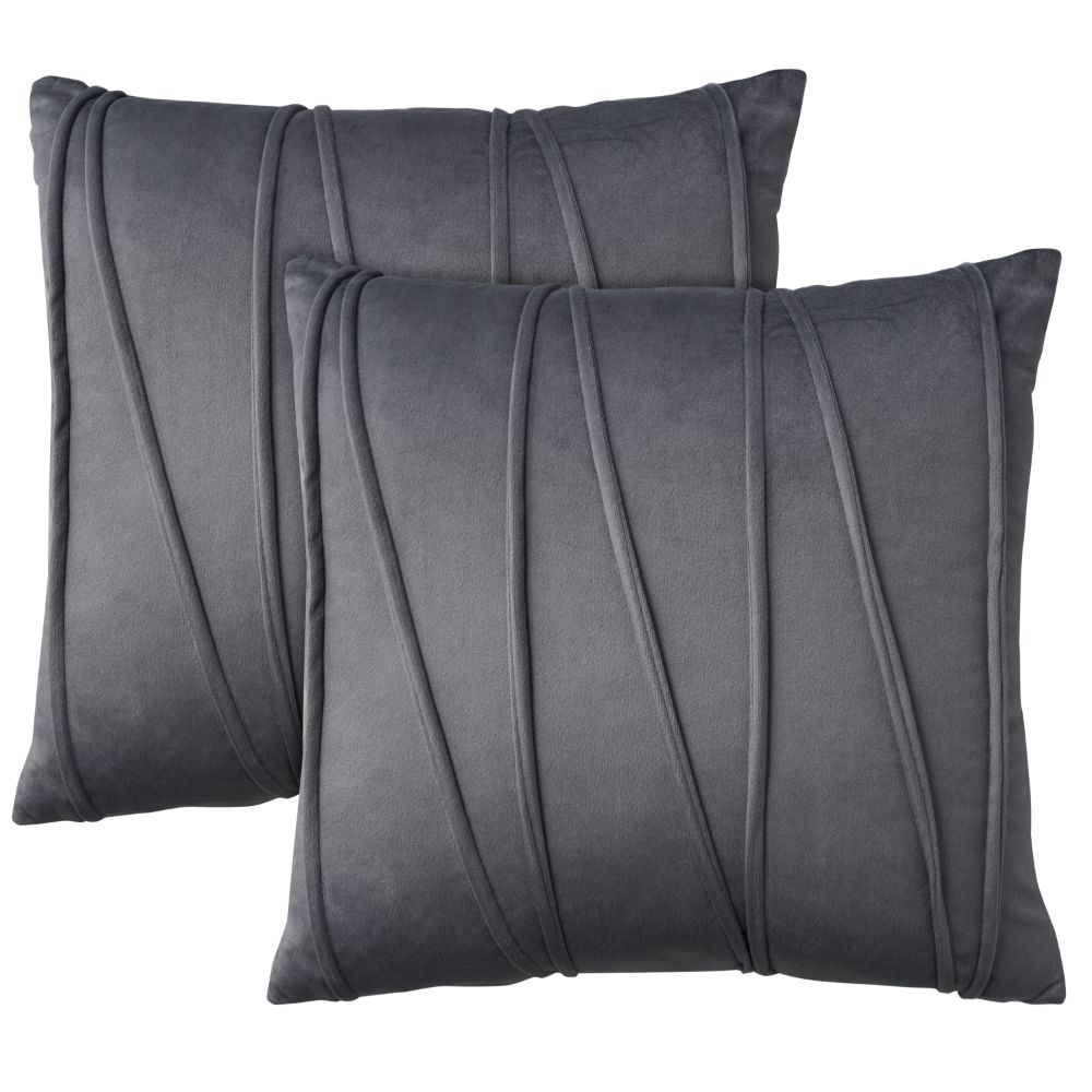 Nourison L2270 SOFIA Velvet Lines Grey Throw Pillows