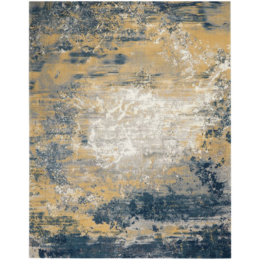 Nourison TWI22 Twilight Area Rug in Navy Gold, 12