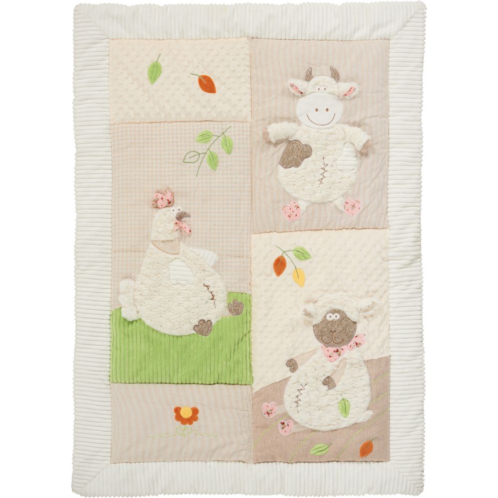 Nourison N7199 Mina Victory Plush Baby Farm Blanket Multicolor Throw Blanket in Multicolor