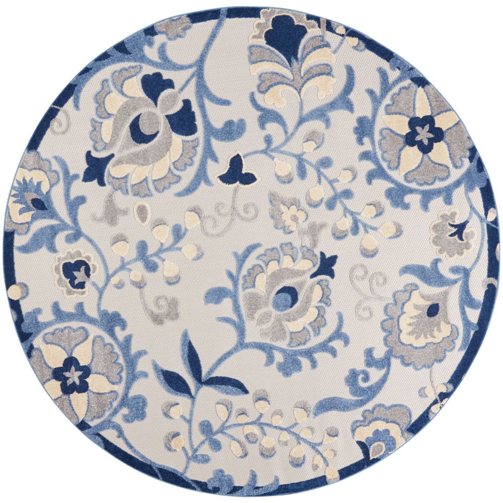 Nourison ALH17 Aloha 7 Ft. 10 In. x 7 Ft. 10 In. Area Rug in Blue/Grey