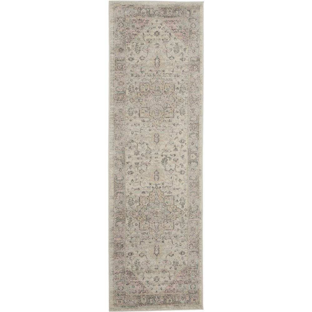 Nourison TRA06 Tranquil 2 Ft.3 In. x 7 Ft.3 In. Indoor/Outdoor Runner Rug in  Ivory/Pink