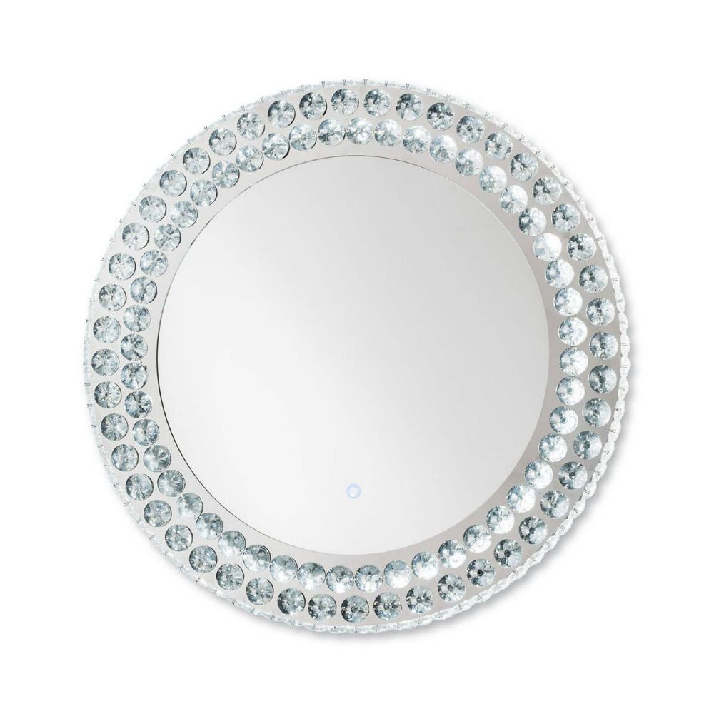 Nova Lighting 4111472CH Windsor Illuminated Crystal LED Wall mirror, Round, Chrome