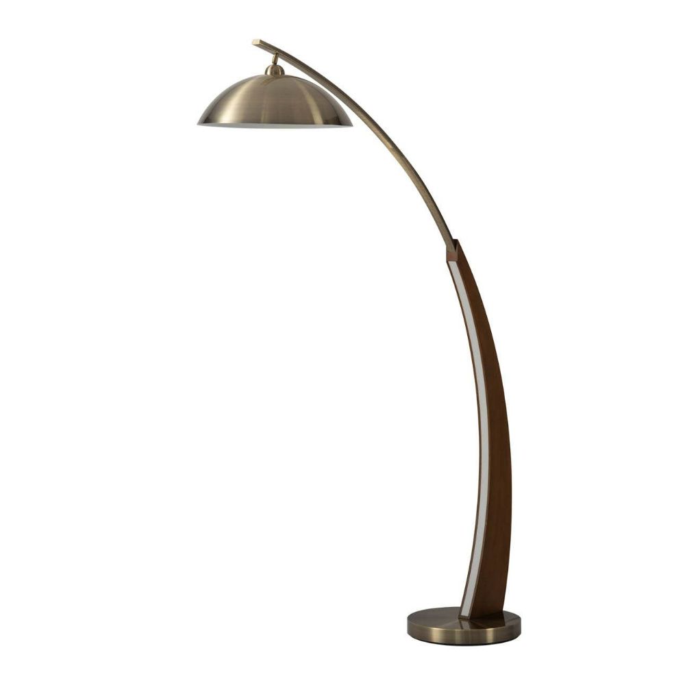 Nova Lighting 2012204WB Point Break 75" Arc Lamp in Espresso and Weathered Brass with 4-Way Rotary Switch designed by Ariel Zuckerman in 2021