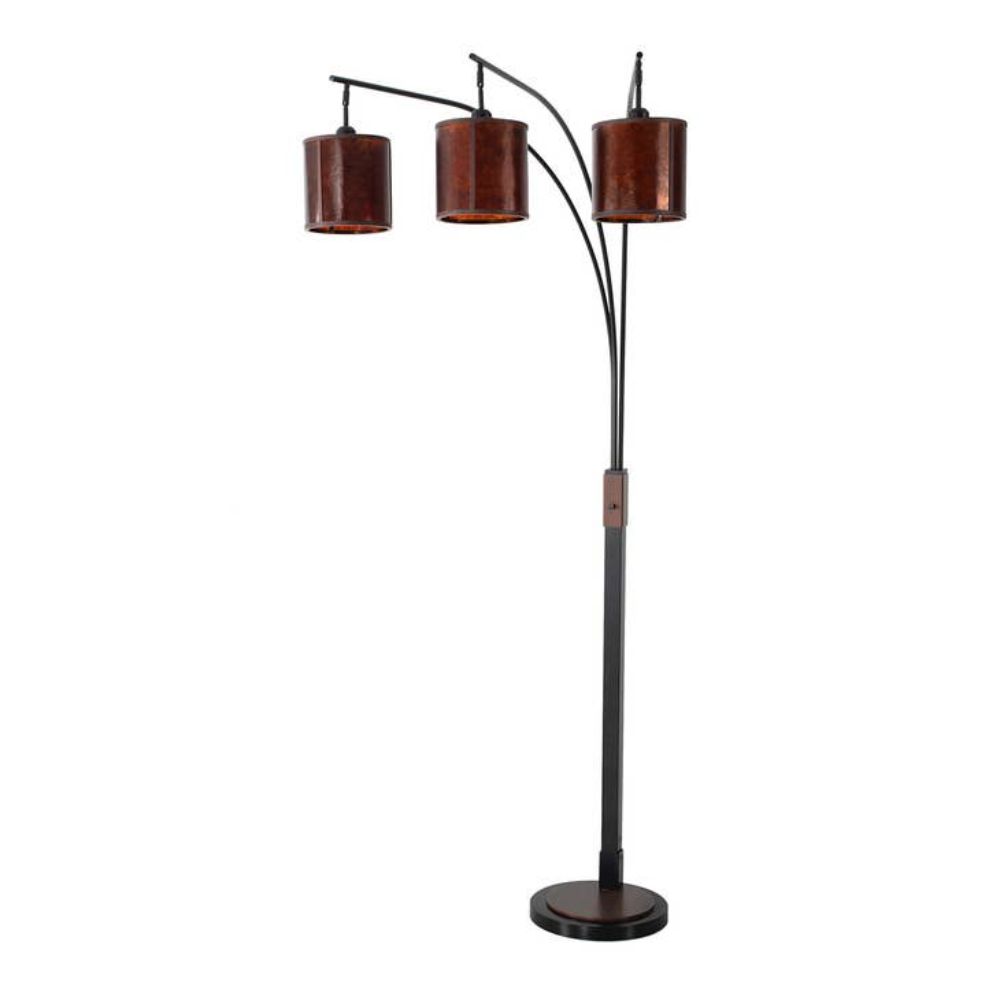 Nova Lighting 237722 Layers 85" Natural Mica 3 Light Arc Lamp in Charcoal Gray and Gunmetal with Dimmer Switch