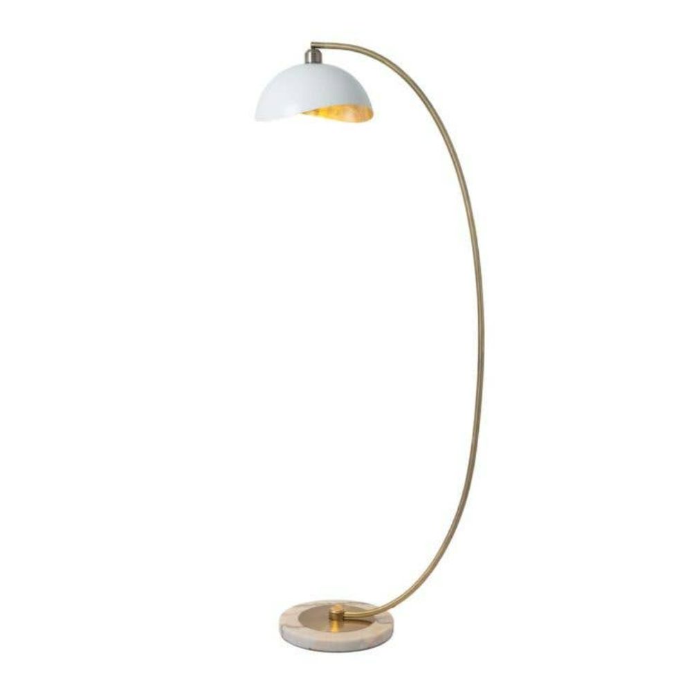 Nova Lighting 2110744WG Luna Bella 60" Arc Lamp in Weathered Brass with Matte White/Gold Leaf Shade and Dimmer Switch