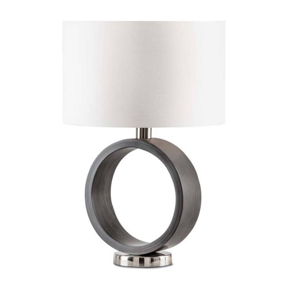 Nova Lighting 1011067 Tracey Ring 24" Table Lamp in Charcoal Gray and Brushed Nickel with On/Off Switch