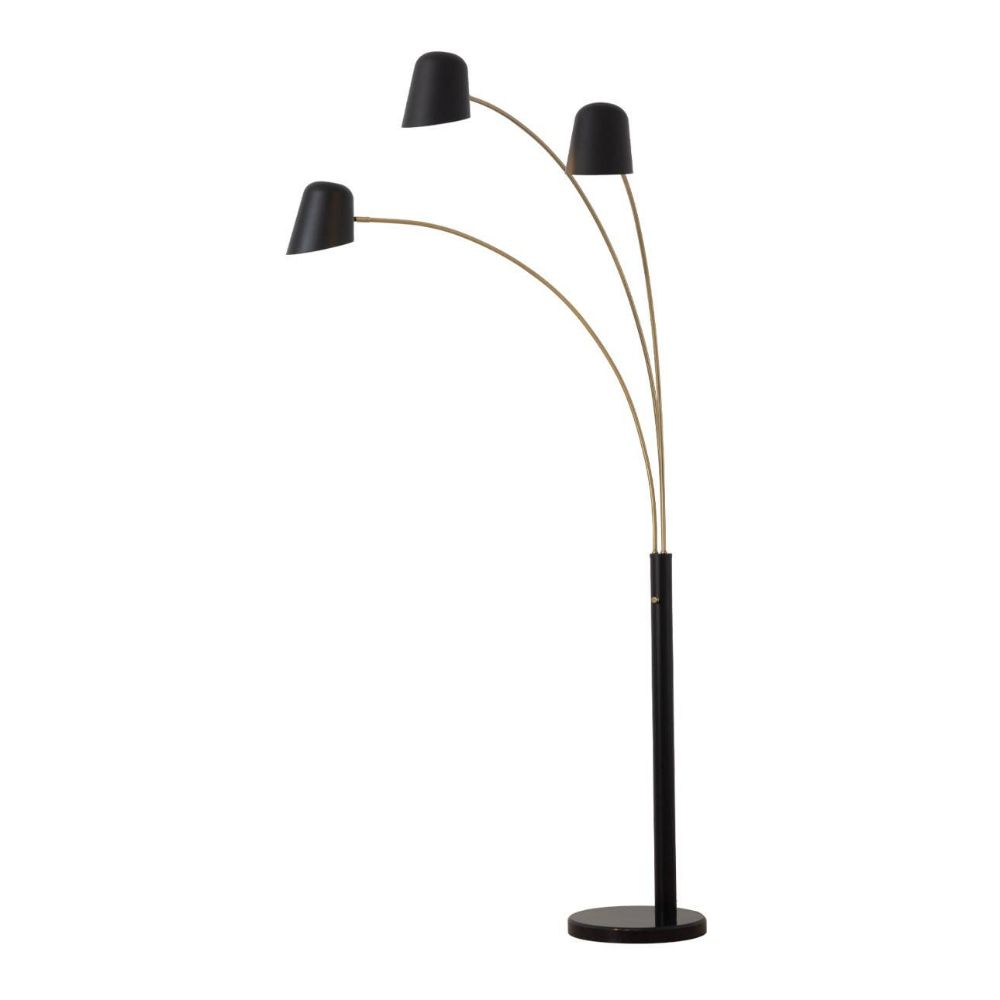 Nova Lighting 2311589MB Culver 86" 3 Light Arc Lamp in Matte Black & Weathered Brass with Dimmer Switch
