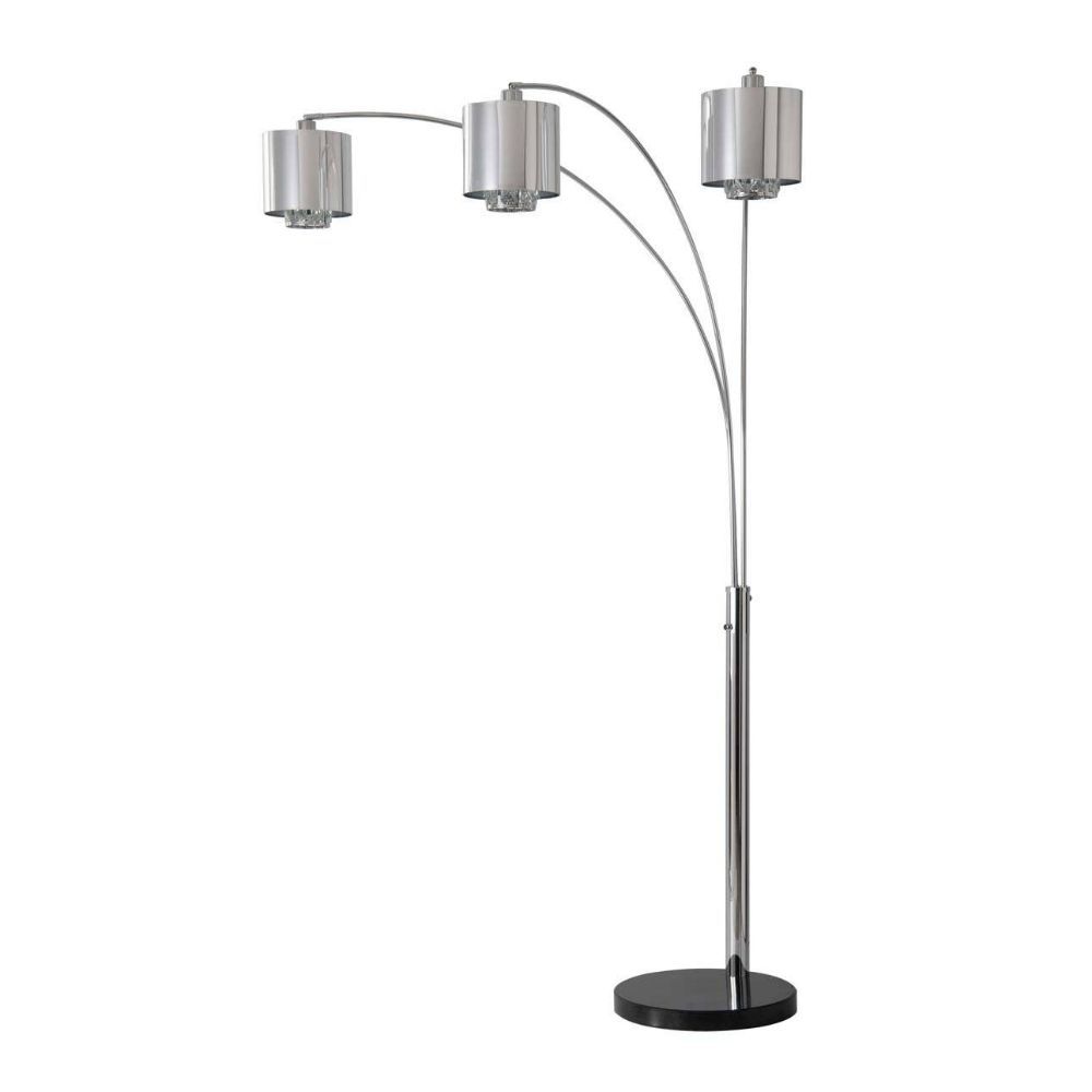 Nova Lighting 23263CH Marilyn 90" 3 Light Arc Lamp in Polished Chrome and Mylar/Crystal Shades with Rotary Switch
