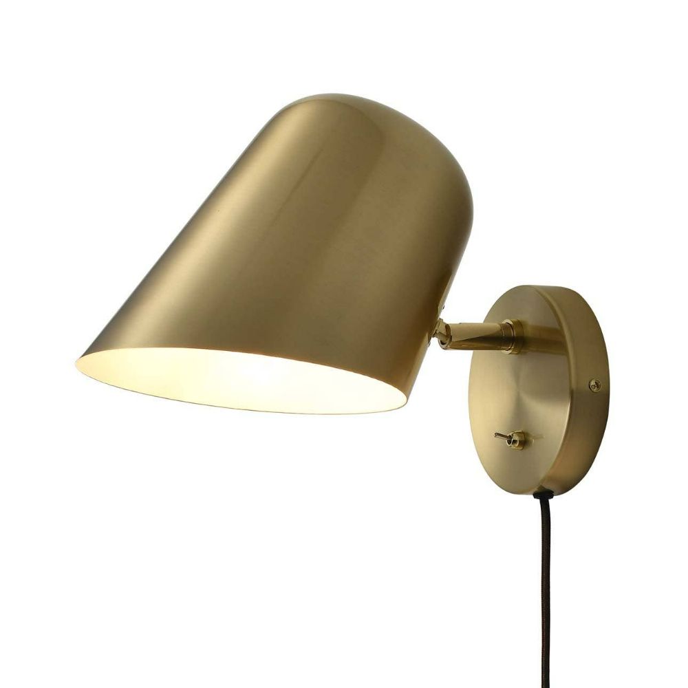 Nova Lighting 3011589BB Culver 7" Plug-in Contemporary sconce in Brushed Brass with On/Off Switch for Bedroom Livingroom Hallway Brass