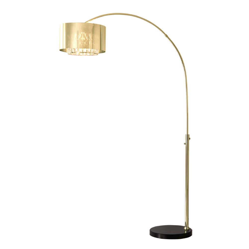 Nova Lighting 21263WB Marilyn 1 Light Arc Floor Lamp - 94", Weathered Brass, Mylar & Crystal Shades, Rotary Switch, Marble base