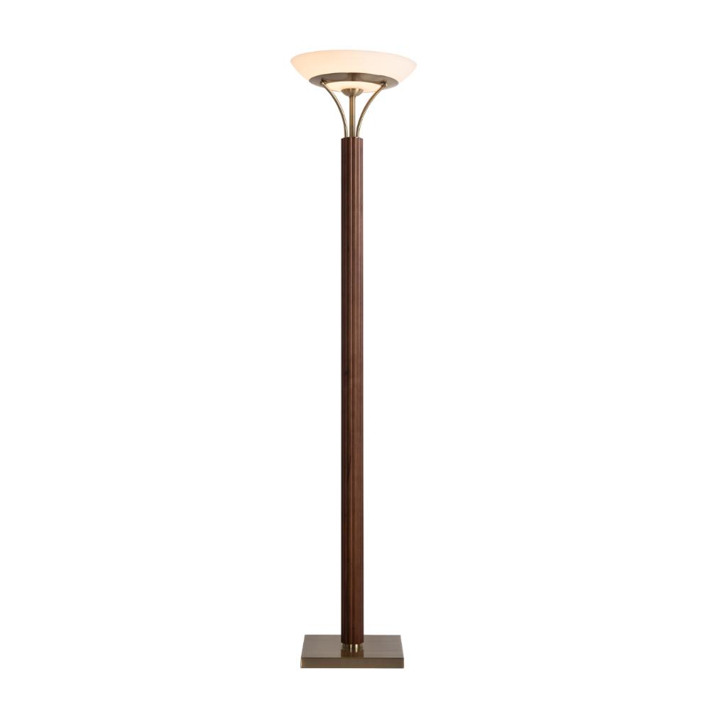 Nova Lighting 1510832DB Tambo Torchiere Floor Lamp - Dark Walnut Wood Finish, Weathered Brass, Dimmer