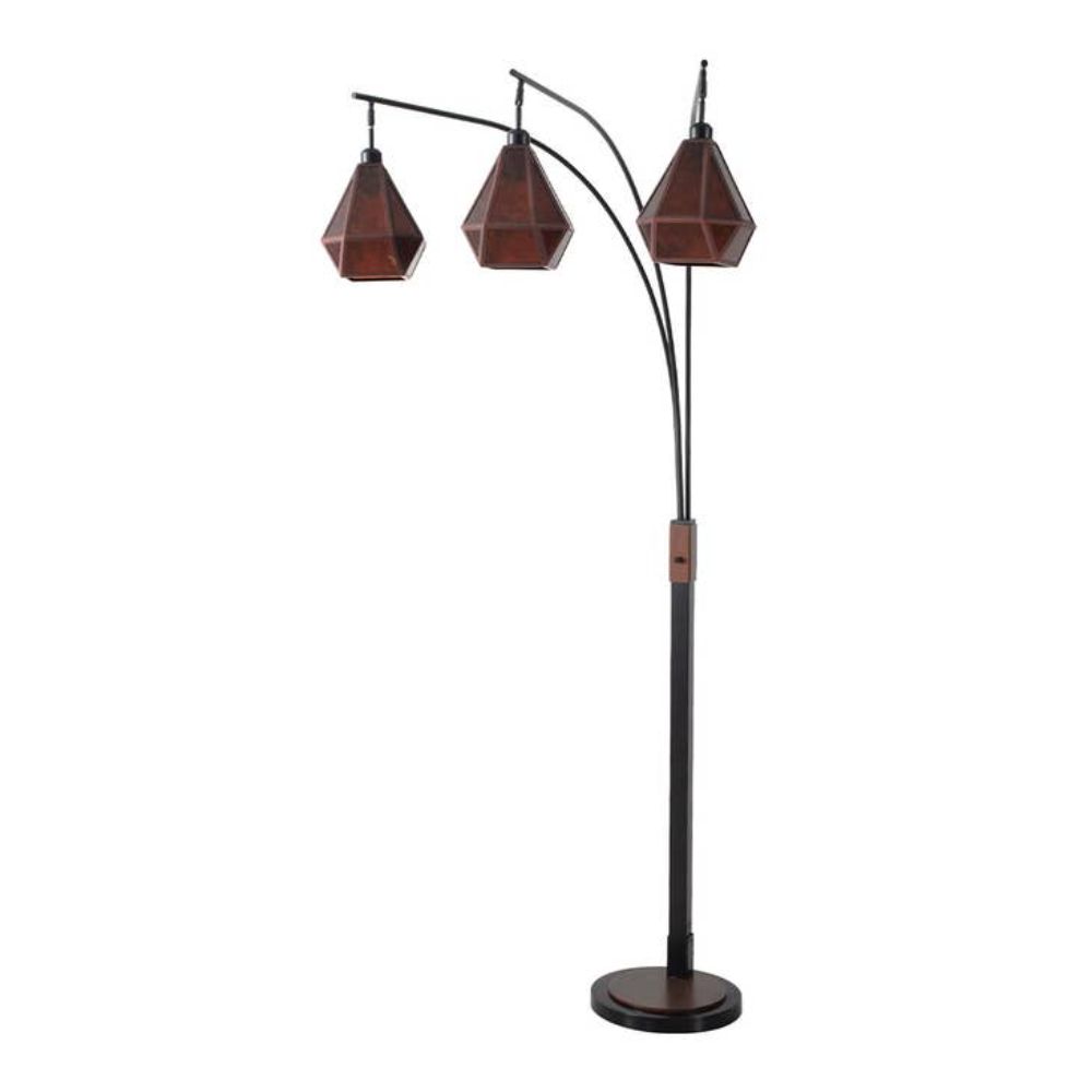 Nova Lighting 217723 Artifact 85" Natural Mica 3 Light Arc Lamp in Espresso Bronze with Dimmer Switch
