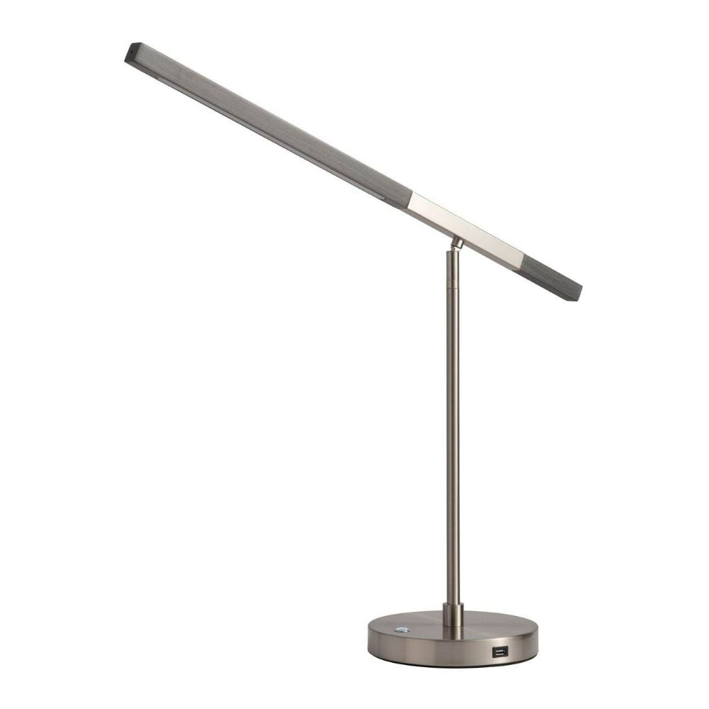 Nova Lighting 1011572CG Port 35" Table Lamp in Charcoal Gray and Satin Nickel with Touch Dimmer Switch