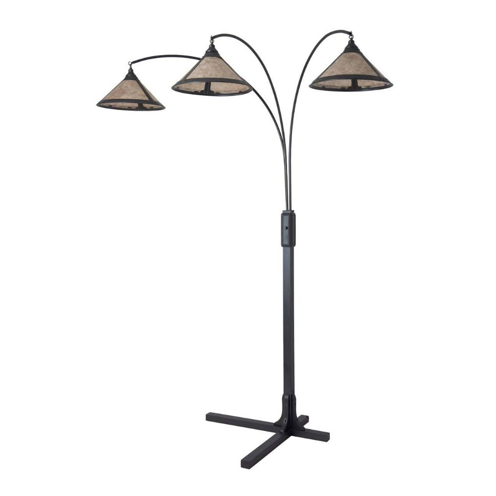 Nova Lighting 4212GM Natural Mica 86" 3 Light Arc Lamp in Charcoal Gray and Gunmetal with Dimmer Switch