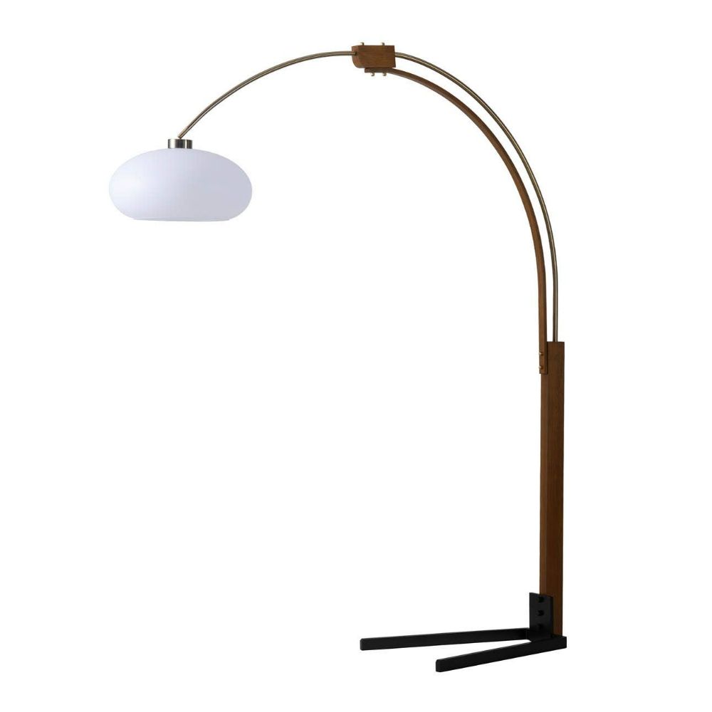 Nova Lighting 2012201WB Morelli 84" Arc Lamp in Satin Nickel and Black with Dimmer Switch designed by Peter Morelli in 1962