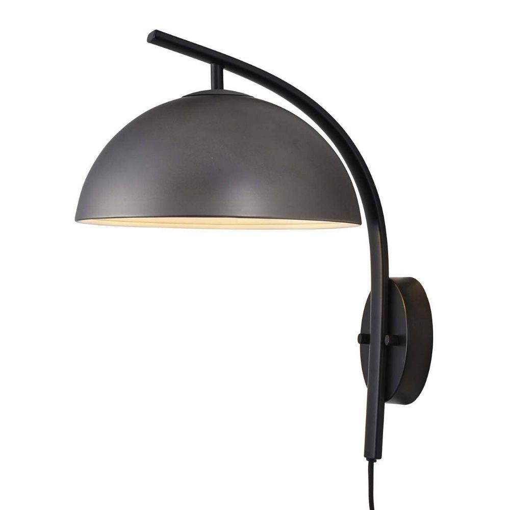 Nova Lighting 3011503GN Domus 15" Plug-in Contemporary sconce in Gunmetal and Matte Black with On/Off Switch for Bedroom Livingroom Hallway Brass