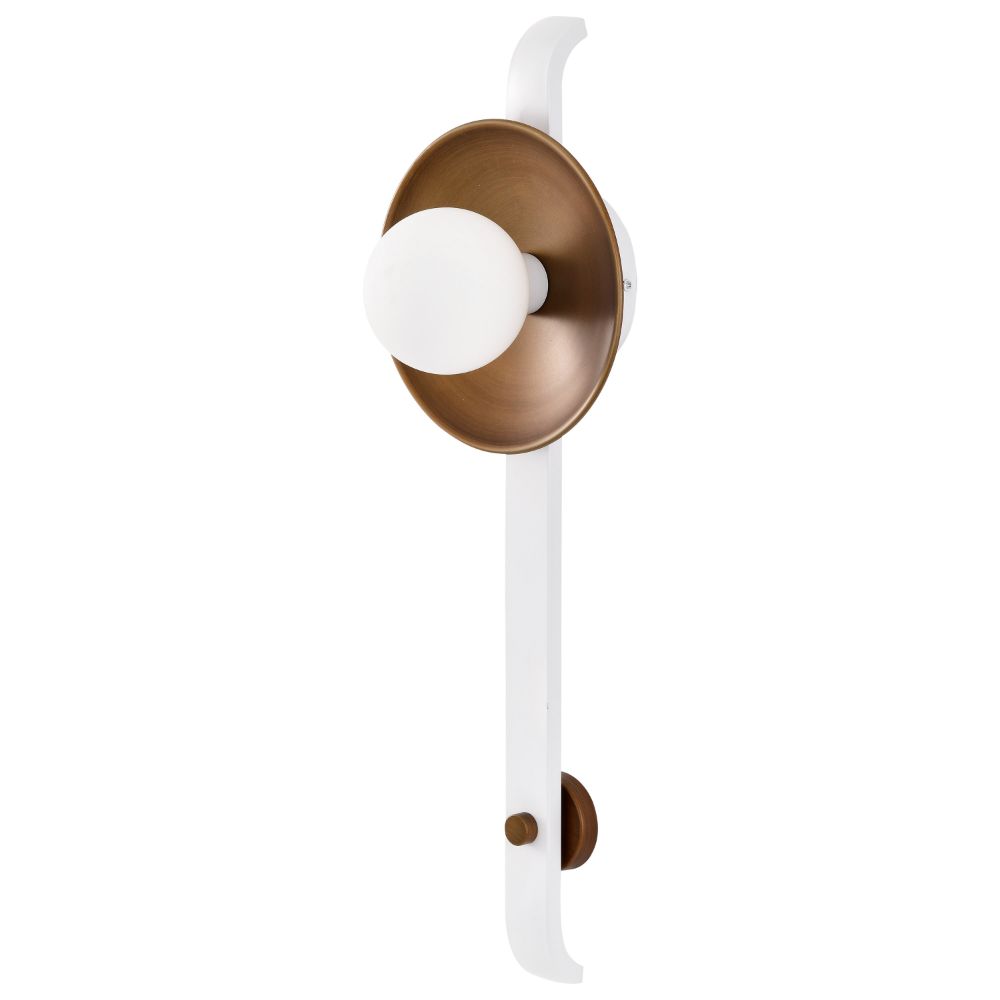 Nuvo 60-7741 Colby 1 Light Wall Sconce; White and Natural Brass Finish