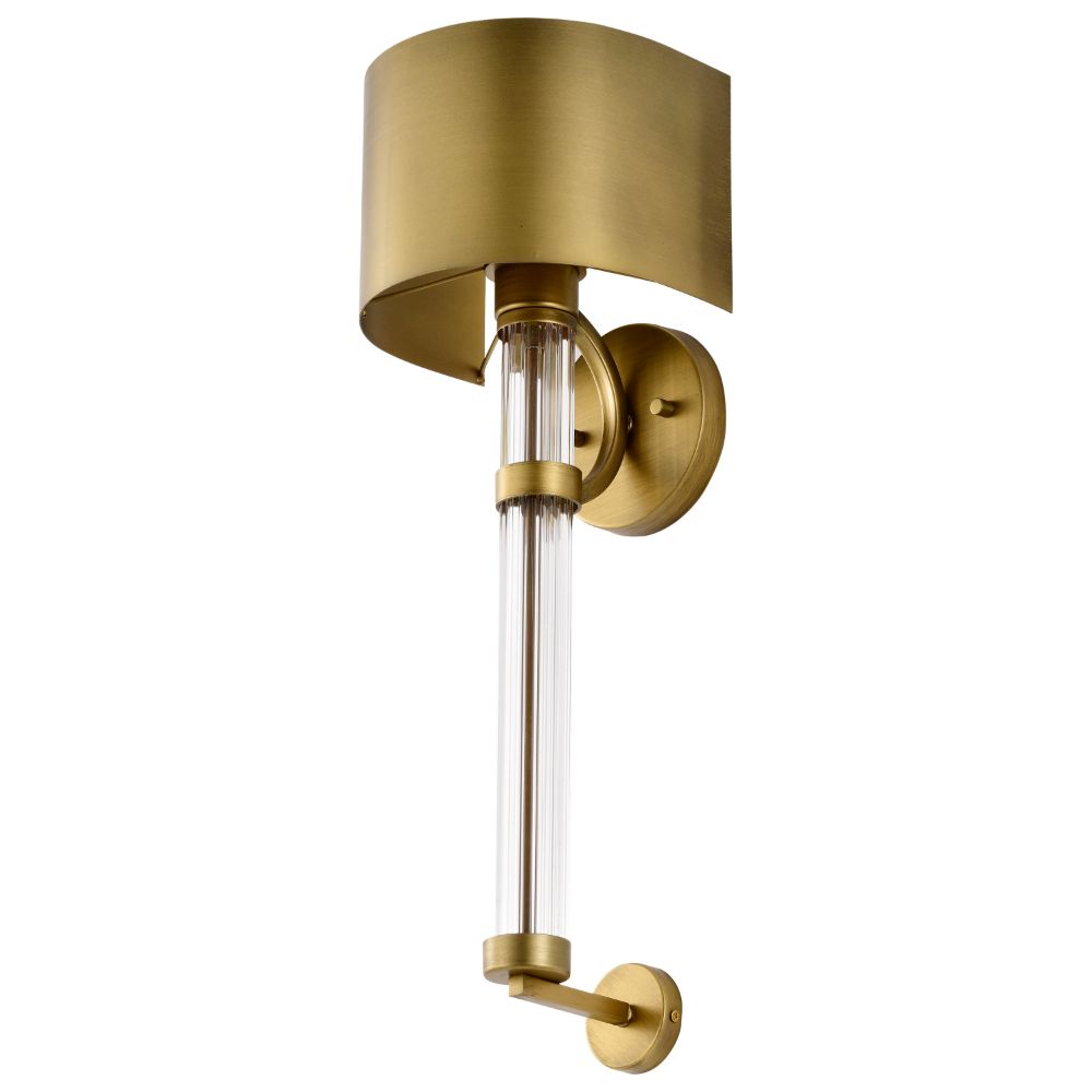 Nuvo 60-7757 Teagon 1 Light Wall Sconce; Natural Brass Finish; Metal Shade