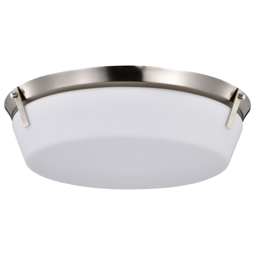 Nuvo 60-7761 Rowen 4 Light Flush Mount; Brushed Nickel Finish; Etched White Glass