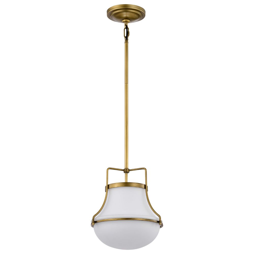 Nuvo 60-7862 Valdora 1 Light Pendant; 10 Inches; Natural Brass Finish; White Opal Glass