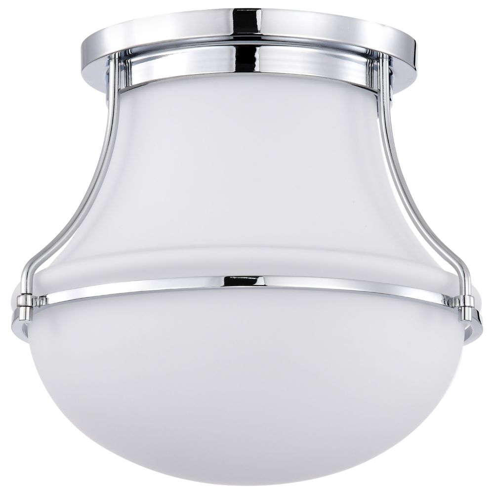 Nuvo 60-7870 Valdora 1 Light Flush Mount; 10 Inches; Polished Nickel; White Opal Glass