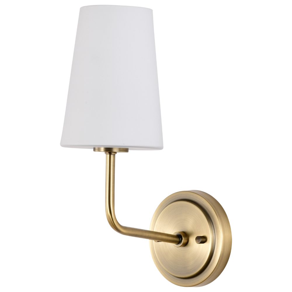 Nuvo 60-7883 Cordello 1 Light Sconce; Vintage Brass Finish; Etched White Opal Glass