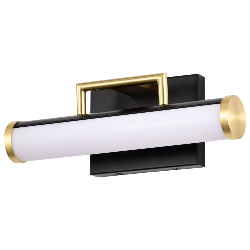 Nuvo 62-1537 Solano Small Vanity; LED; Black and Brushed Brass Finish; White Acrylic Lens