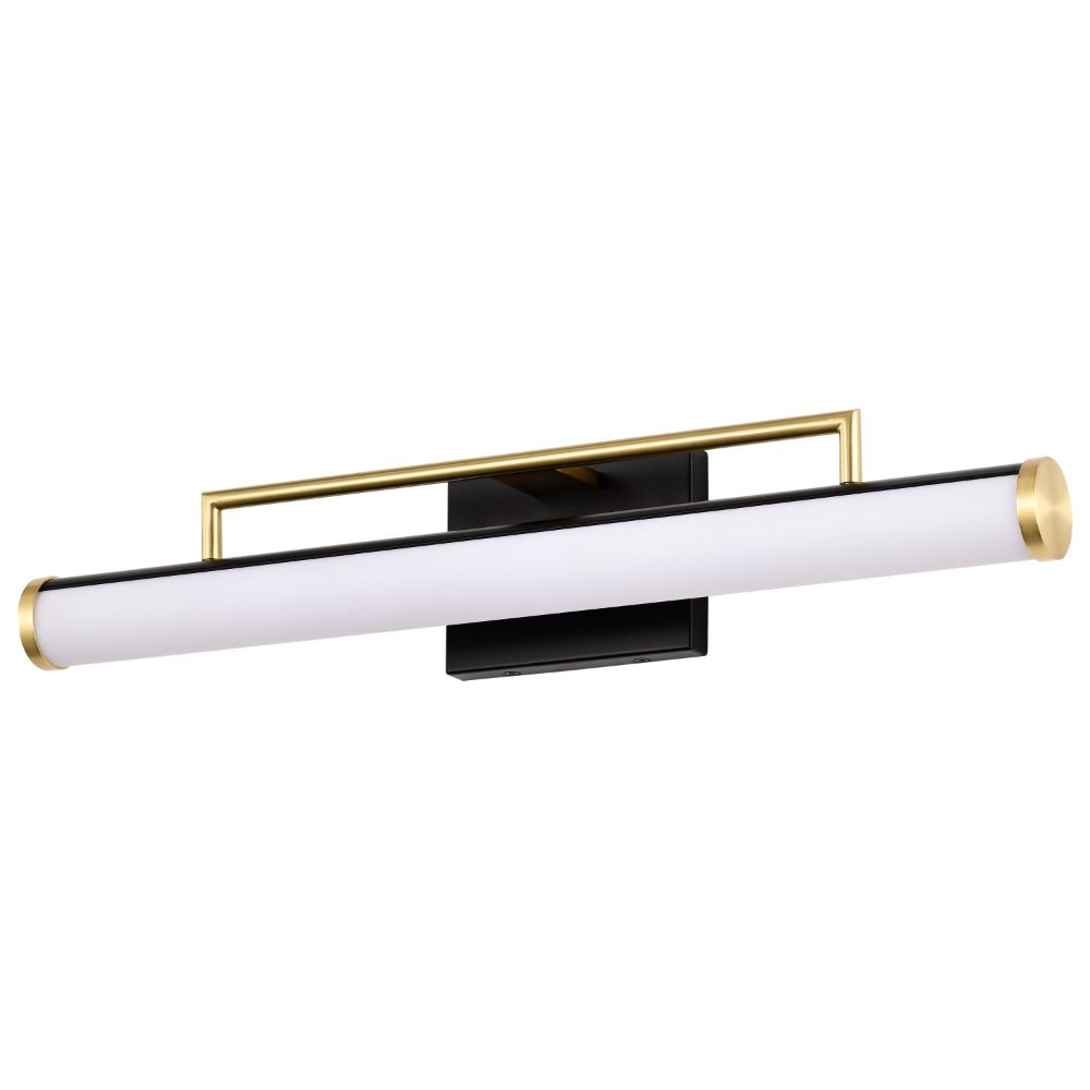 Nuvo 62-1538 Solano Medium Vanity; LED; Black and Brushed Brass Finish; White Acrylic Lens