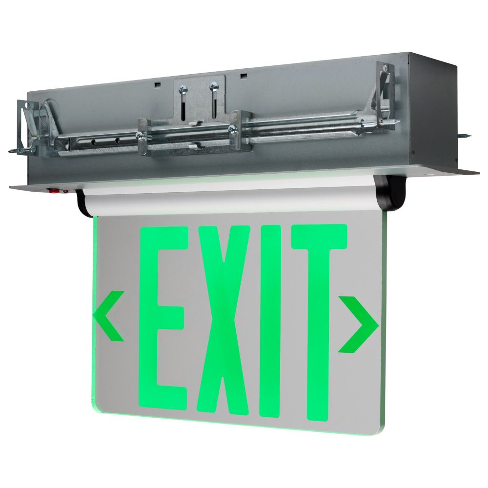 Satco 67-116 Green (Clear) Edge Lit LED Exit Sign; 2.94 Watts; Single Face; 120V/277 Volts; Clear Finish
