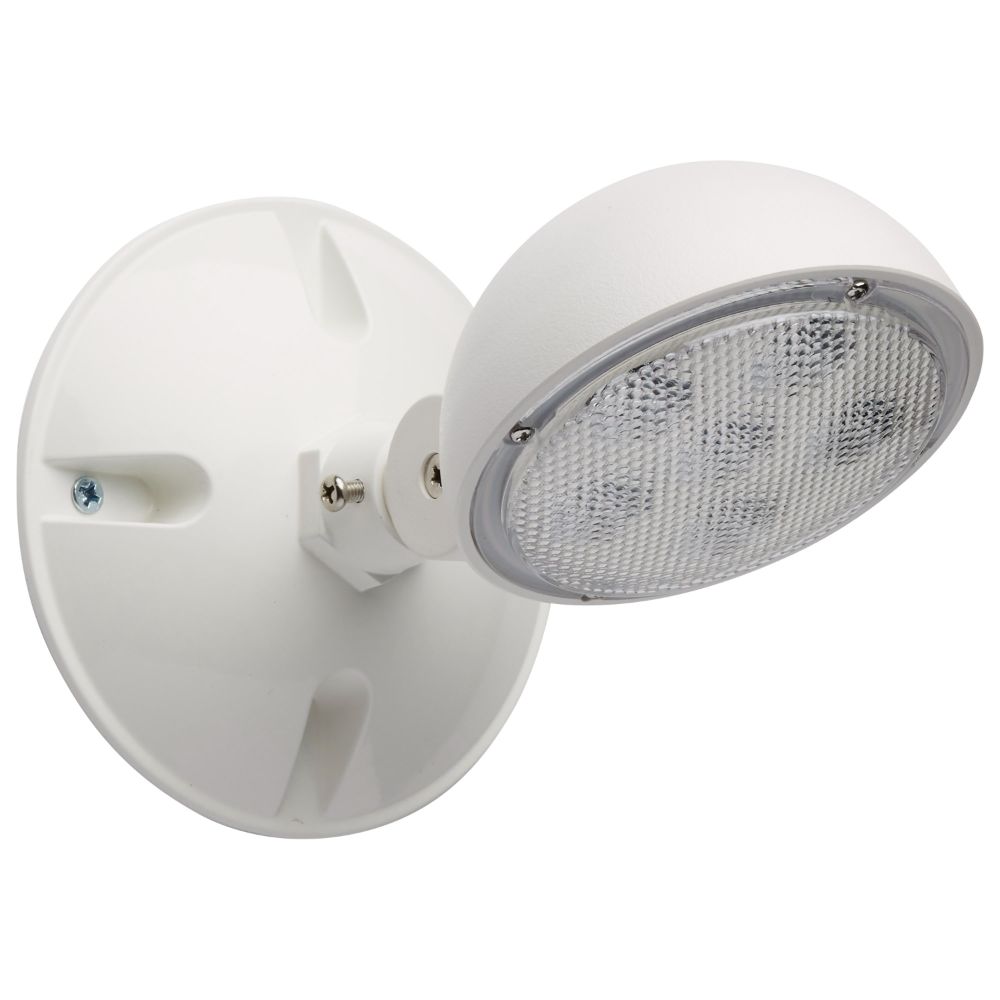 Satco 67-136 Remote Emergency Light, Low-Voltage Backup, Single Head, White Finish, Wet Location Rated