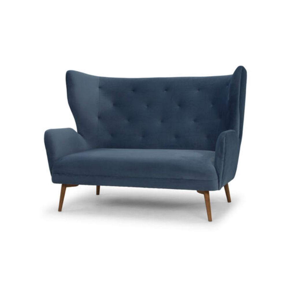 Nuevo HGSC189 Klara Double Seat Sofa in Dusty Blue/Walnut