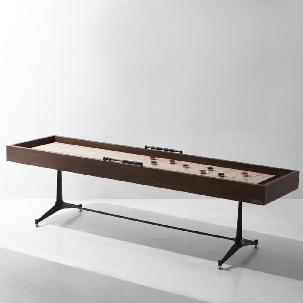 Nuevo HGDA954 Shuffleboard Gaming Table  - Smoked Top and Black Base