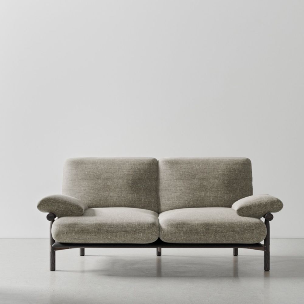 Nuevo HGDB150 Stilt Double Seat Sofa  - Omari Ink Platform and Ebonized Frame