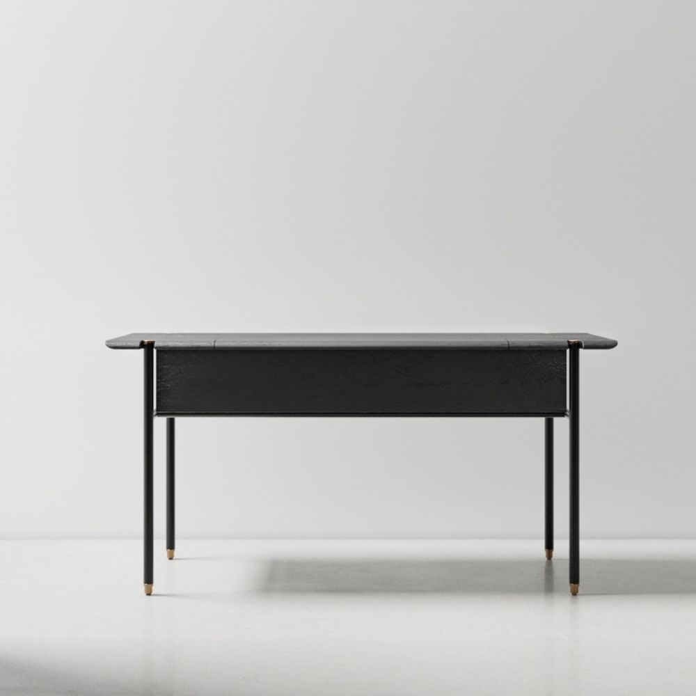 Nuevo HGDB201 Stacking Desk Table  - Black Top and Black Legs